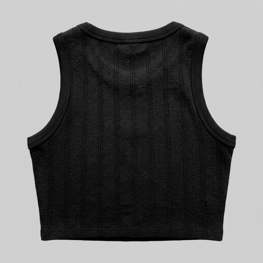 YOGA Aspire Ribbed Cropped Tank Top in Black