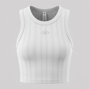 YOGA Aspire Ribbed Cropped Tank Top in White