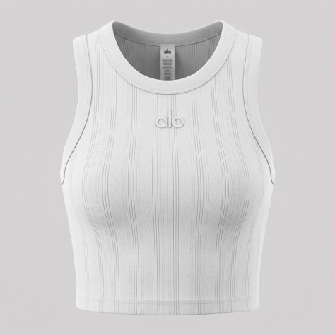 YOGA Aspire Ribbed Cropped Tank Top in White