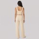 Ribbed Cropped Tank Top & Wide-Leg Drawstring Pants Two-Piece Set