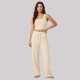 Ribbed Cropped Tank Top & Wide-Leg Drawstring Pants Two-Piece Set