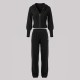 Ribbed Knit Cropped Zip Hoodie & Relaxed Joggers Set Black Ribbed Knit Cropped Zip Hoodie & Relaxed Joggers Set Black