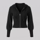 Ribbed Knit Cropped Zip Hoodie & Relaxed Joggers Set Black Ribbed Knit Cropped Zip Hoodie & Relaxed Joggers Set Black