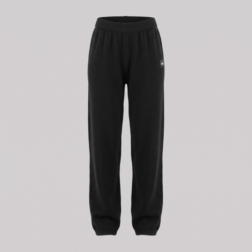 Ribbed Knit Cropped Zip Hoodie & Relaxed Joggers Set Black Ribbed Knit Cropped Zip Hoodie & Relaxed Joggers Set Black