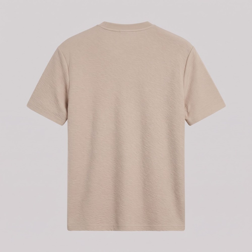 Beige Textured Ami de Coeur T-Shirt 