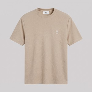 Beige Textured Ami de Coeur T-Shirt 
