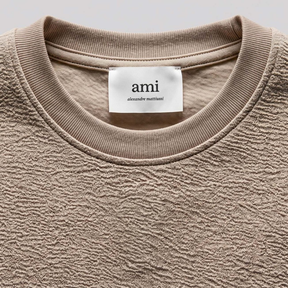 Beige Textured Ami de Coeur T-Shirt 