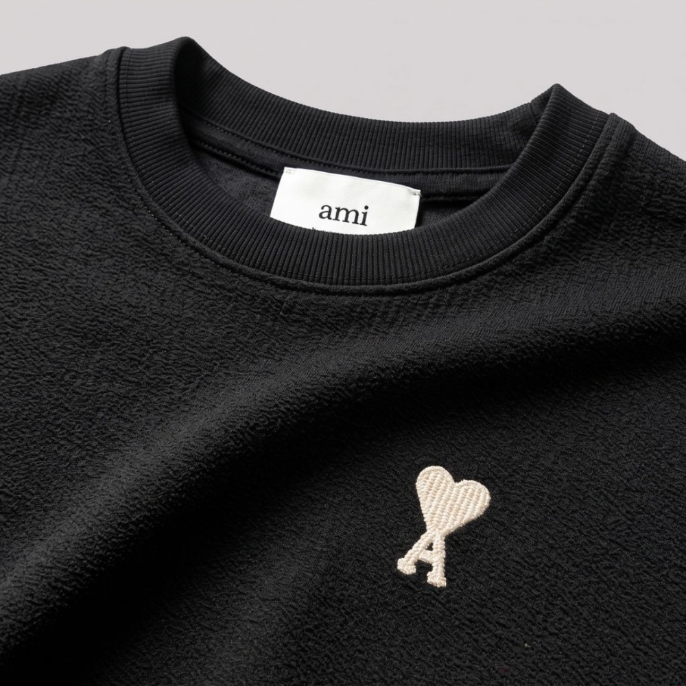 Ami de Coeur Embroidered Cotton T-Shirt in Black Ami de Coeur Embroidered Cotton T-Shirt in Black