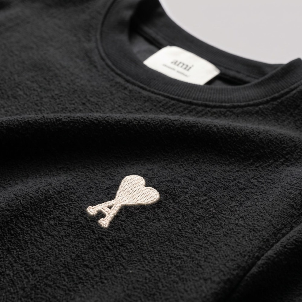 Ami de Coeur Embroidered Cotton T-Shirt in Black Ami de Coeur Embroidered Cotton T-Shirt in Black