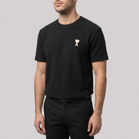 Ami de Coeur Embroidered Cotton T-Shirt in Black
