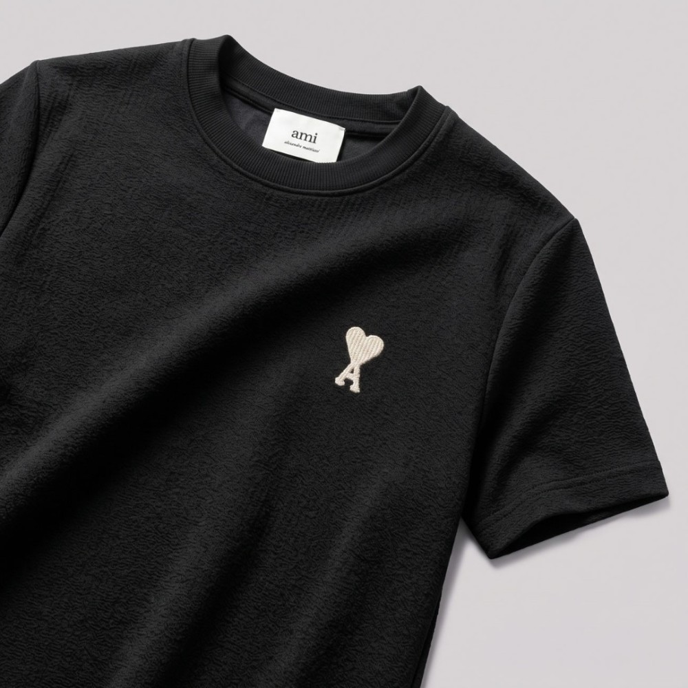 Ami de Coeur Embroidered Cotton T-Shirt in Black Ami de Coeur Embroidered Cotton T-Shirt in Black