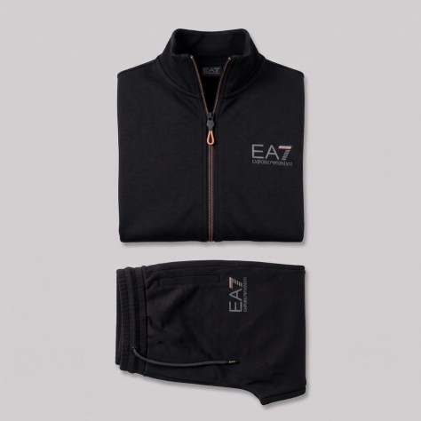 EA7 Signature Black Full-Zip Tracksuit Set