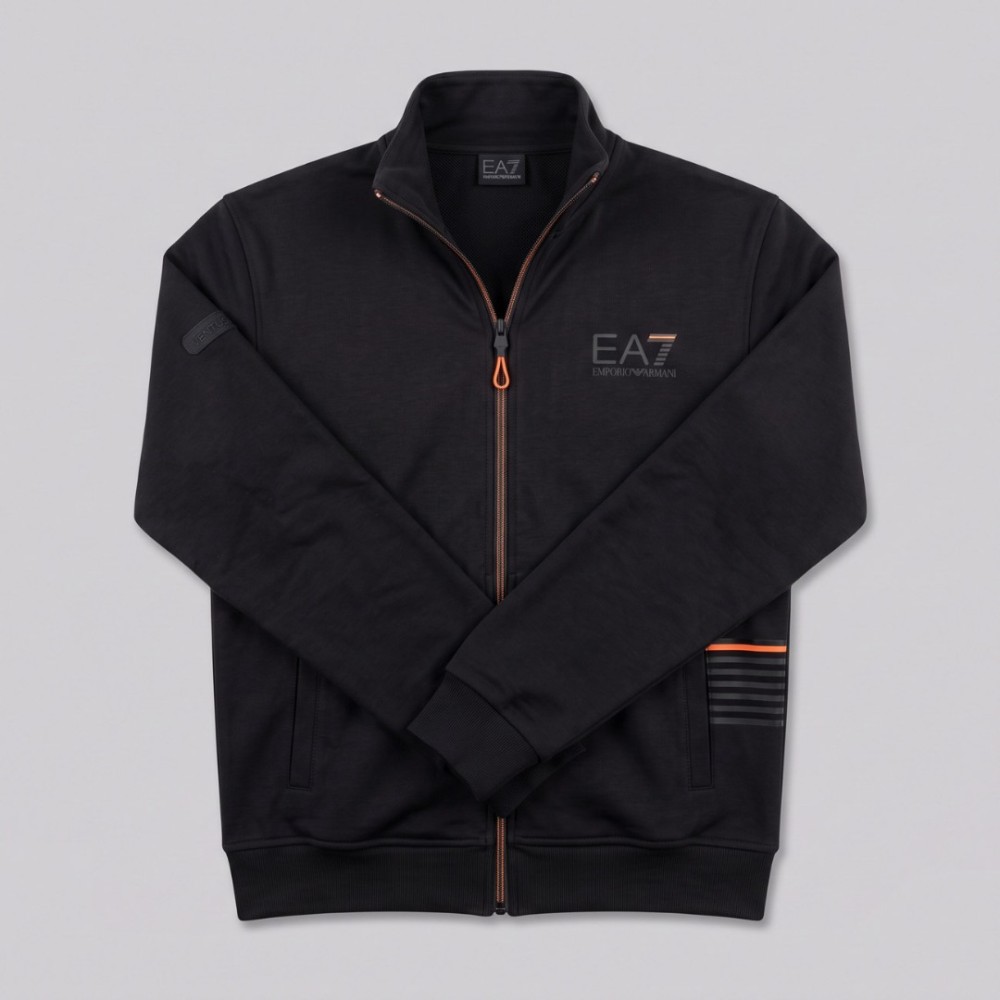 EA7 Signature Black Full-Zip Tracksuit Set