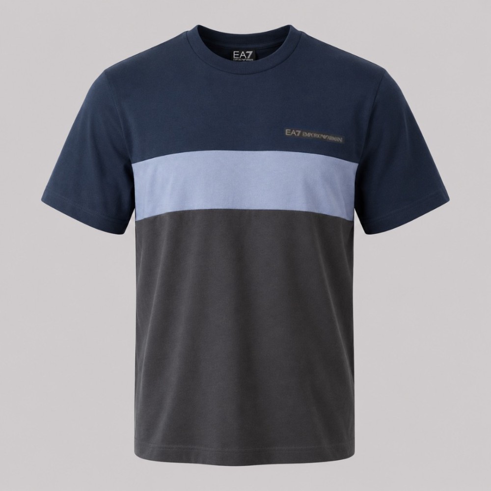 Athletic Colour Block Cotton Blend Crew Neck T-Shirt Athletic Colour Block Cotton Blend Crew Neck T-Shirt