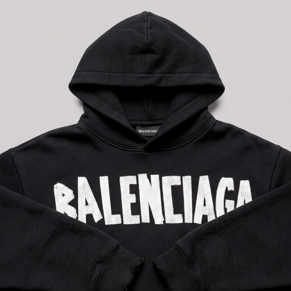 Distressed Tape Logo Hoodie