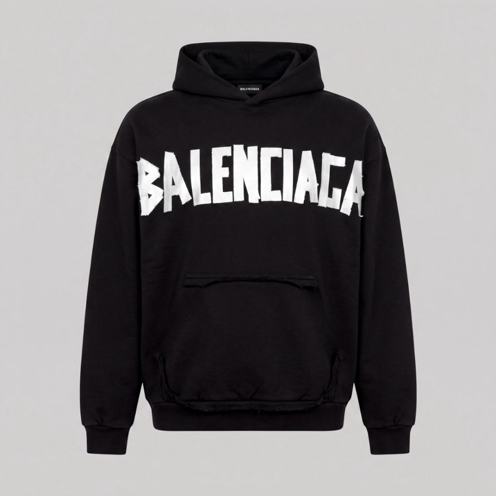 Distressed Tape Logo Hoodie