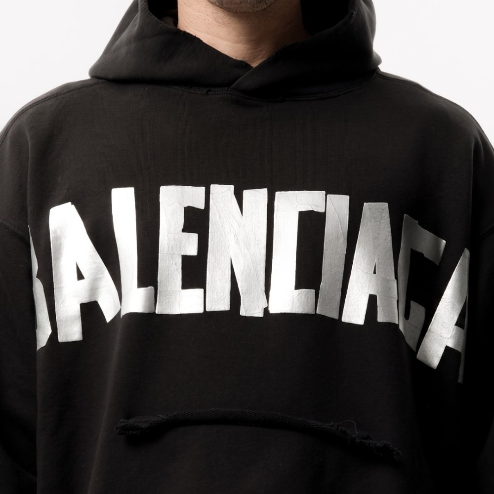 Distressed Tape Logo Hoodie