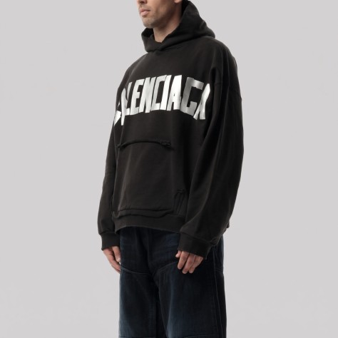 Distressed Tape Logo Hoodie