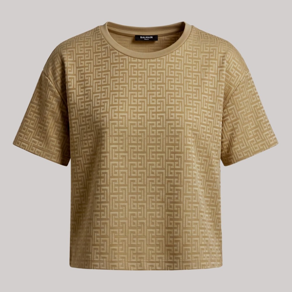 Textured T-Shirt in Champagne Gold Textured T-Shirt in Champagne Gold