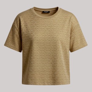 Textured T-Shirt in Champagne Gold
