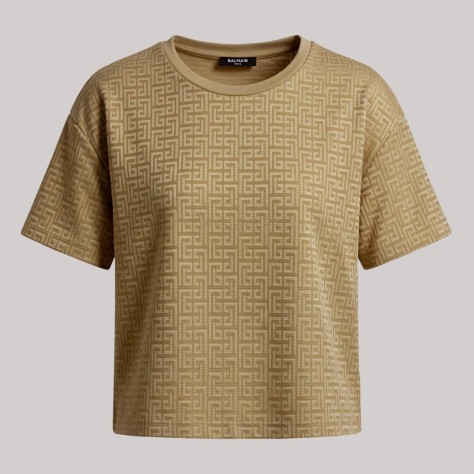 Textured T-Shirt in Champagne Gold