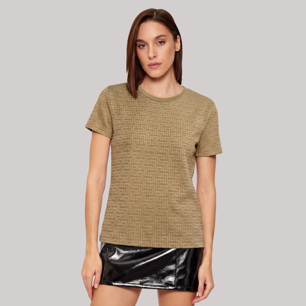 Textured T-Shirt in Champagne Gold Textured T-Shirt in Champagne Gold