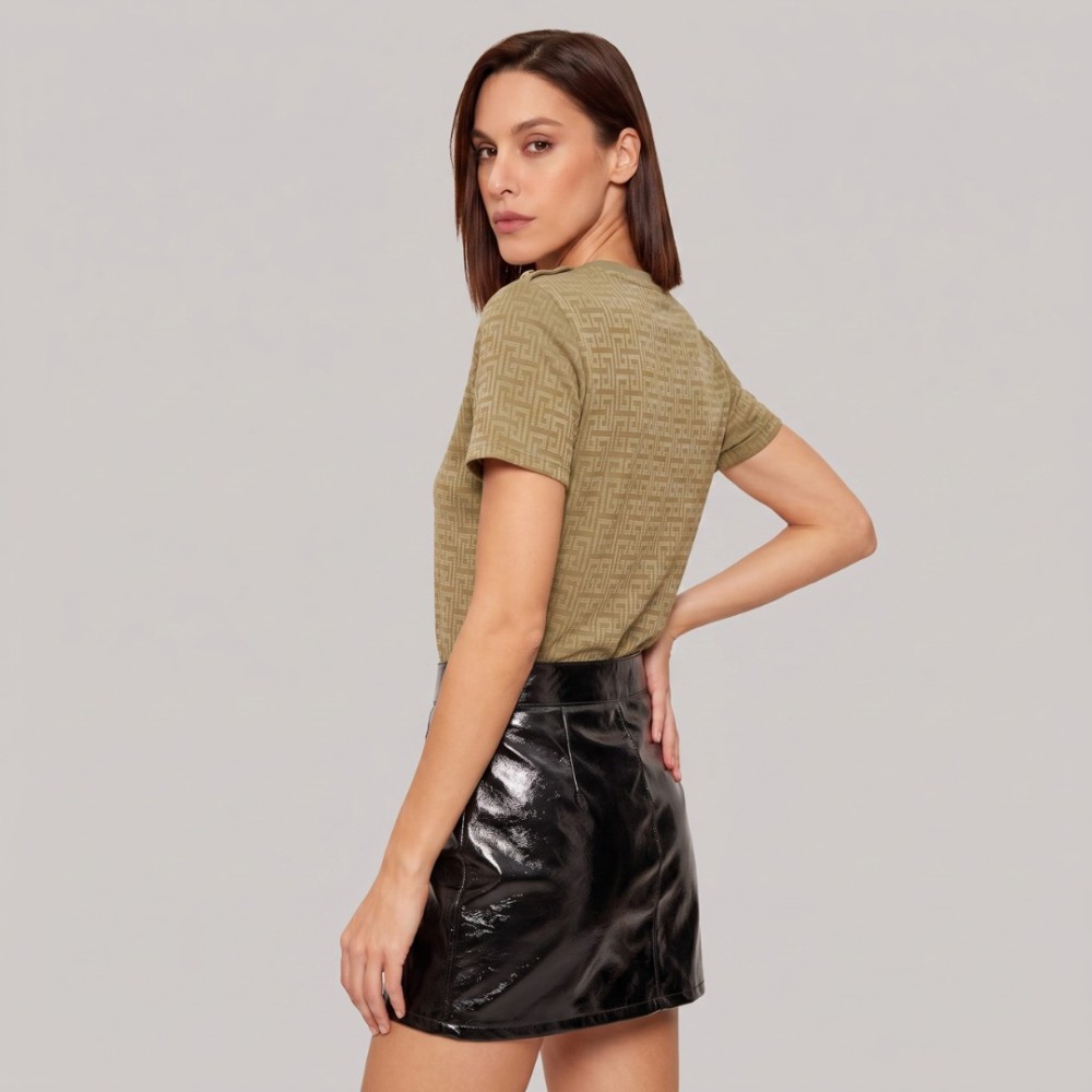 Textured T-Shirt in Champagne Gold Textured T-Shirt in Champagne Gold