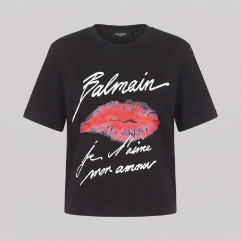 Women Kiss-Print Short-Sleeve T-Shirt Black