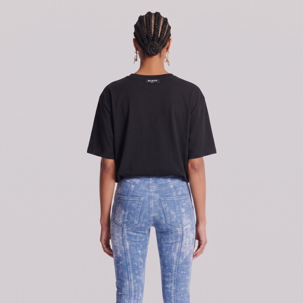 Women Kiss-Print Short-Sleeve T-Shirt Black