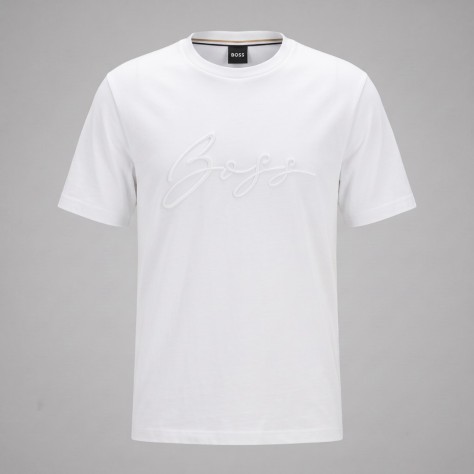 Normal-Fit Embroidered White T-Shirt