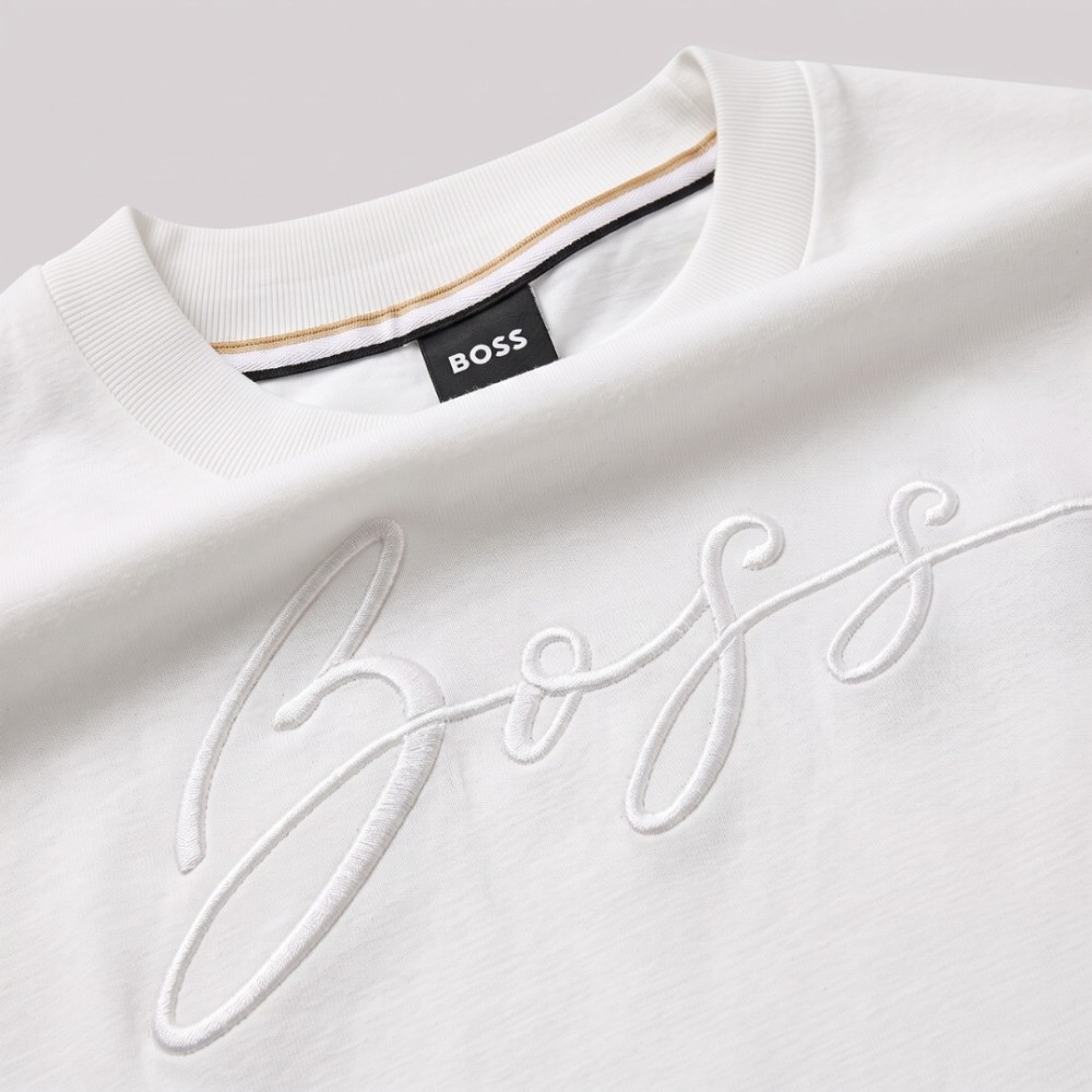 Normal-Fit Embroidered White T-Shirt