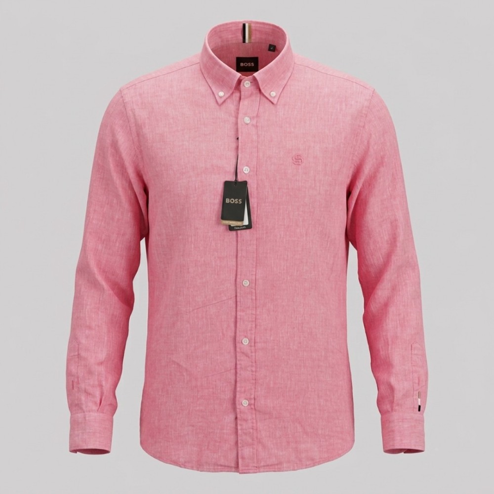 H-Roan Button-Down Slim-Fit Shirt Rose