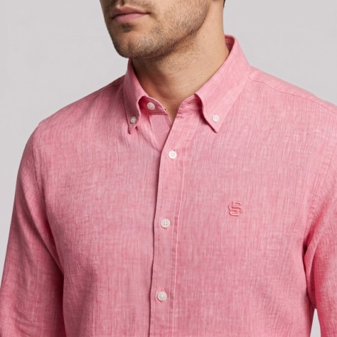 H-Roan Button-Down Slim-Fit Shirt Rose