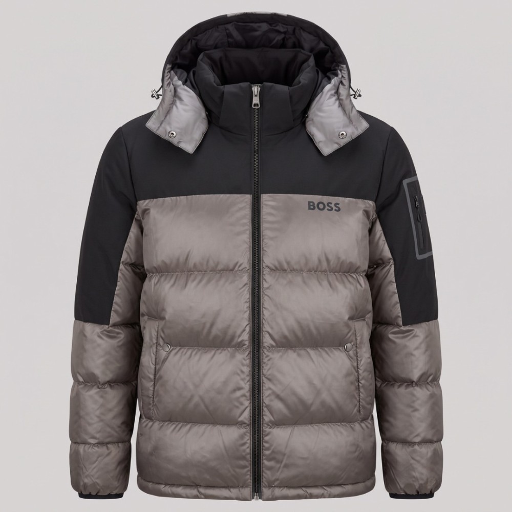 Urban Contrast Two-Tone Hooded Puffer Jacket Urban Contrast Two-Tone Hooded Puffer Jacket