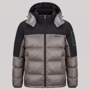 Urban Contrast Two-Tone Hooded Puffer Jacket