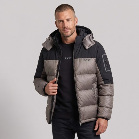 Urban Contrast Two-Tone Hooded Puffer Jacket Urban Contrast Two-Tone Hooded Puffer Jacket