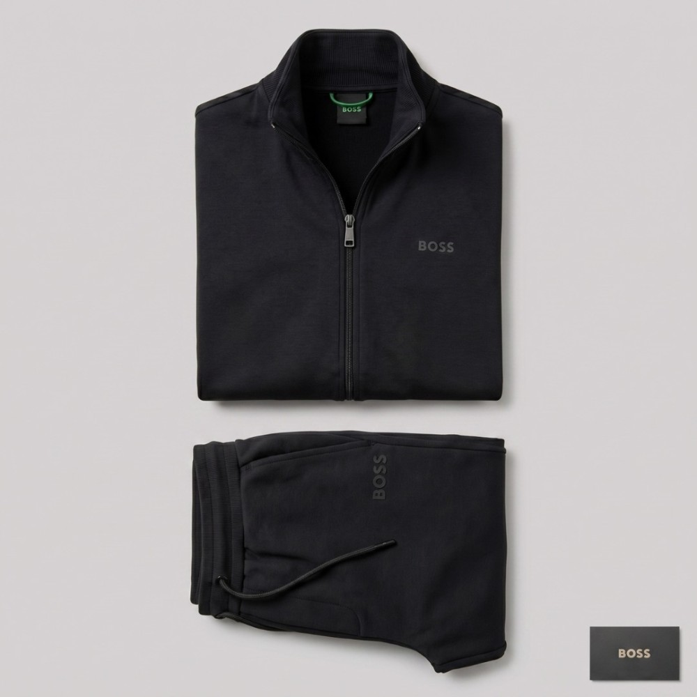 BOSS Sandwich Printed Logo Tracksuit in Black