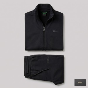 BOSS Sandwich Printed Logo Tracksuit in Black