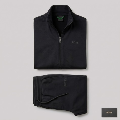BOSS Sandwich Printed Logo Tracksuit in Black