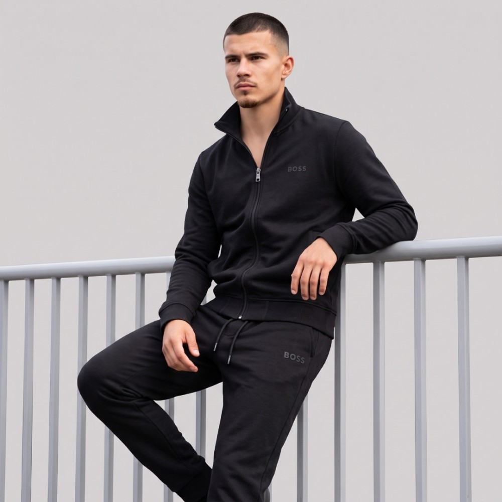 BOSS Sandwich Printed Logo Tracksuit in Black
