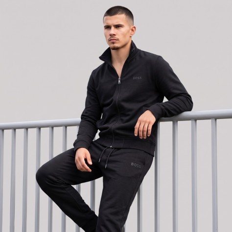 BOSS Sandwich Printed Logo Tracksuit in Black