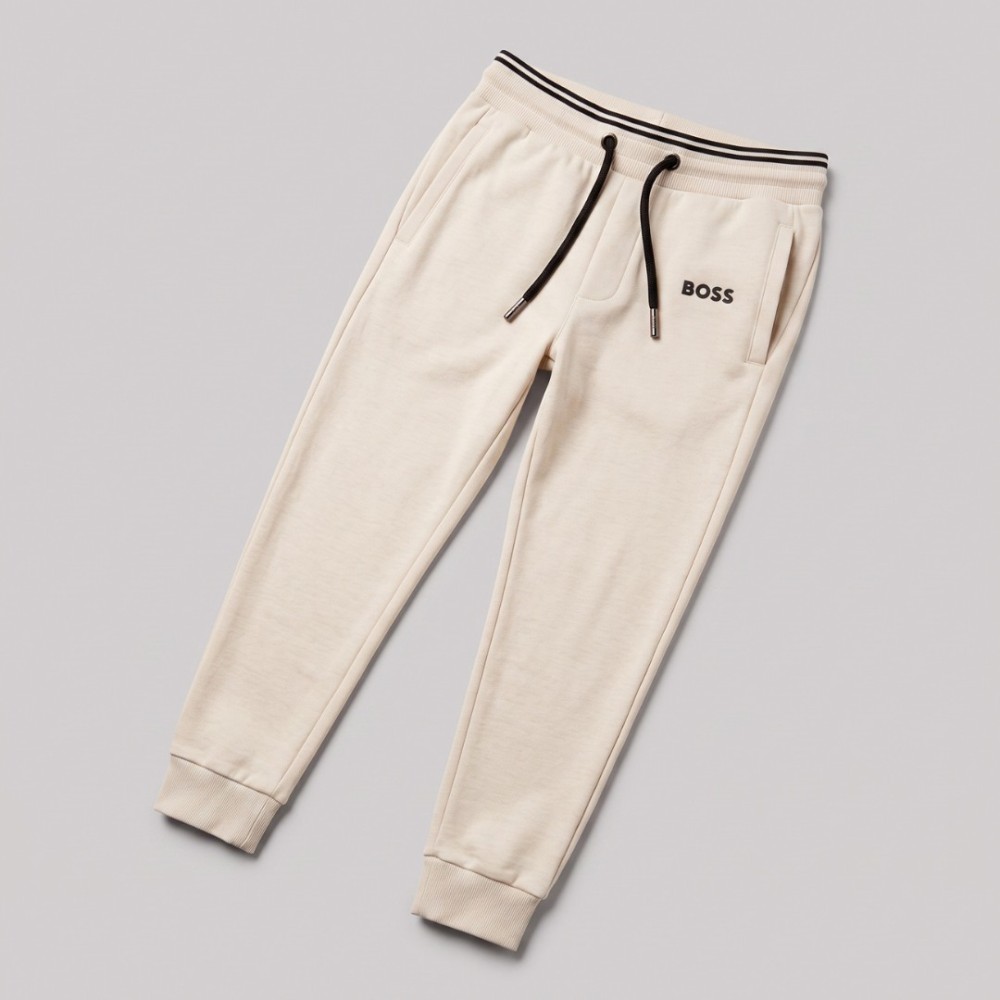 BOSS Sandwich Printed Logo Tracksuit in Beige