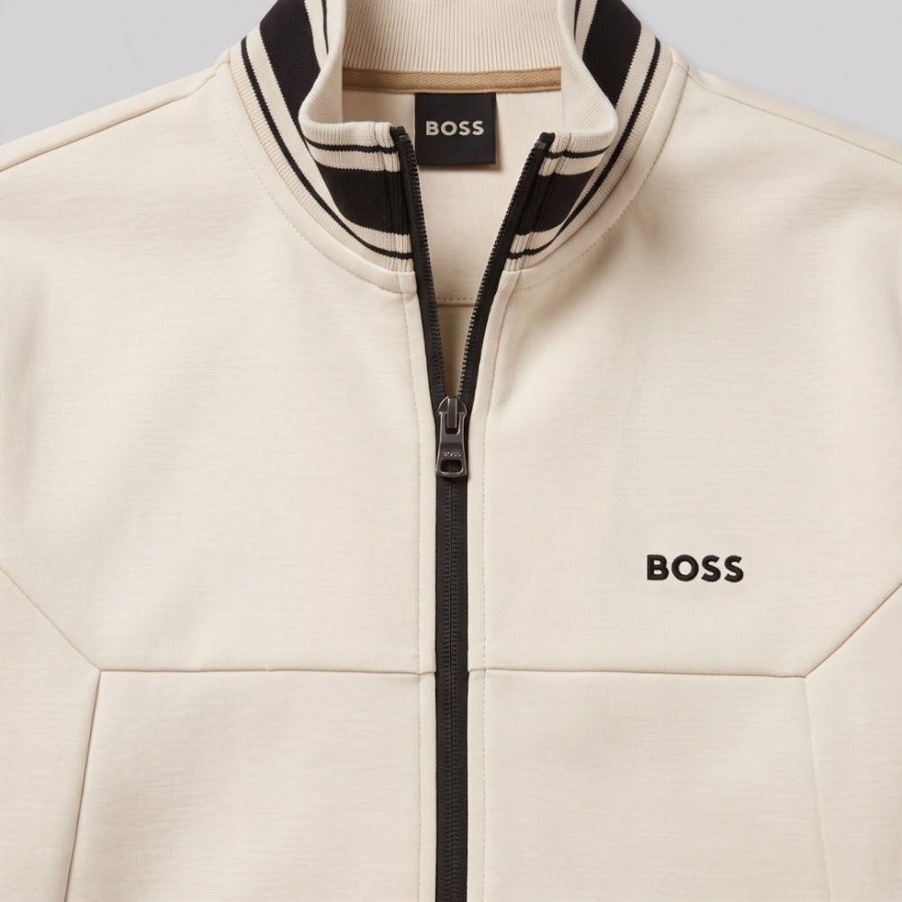 BOSS Sandwich Printed Logo Tracksuit in Beige