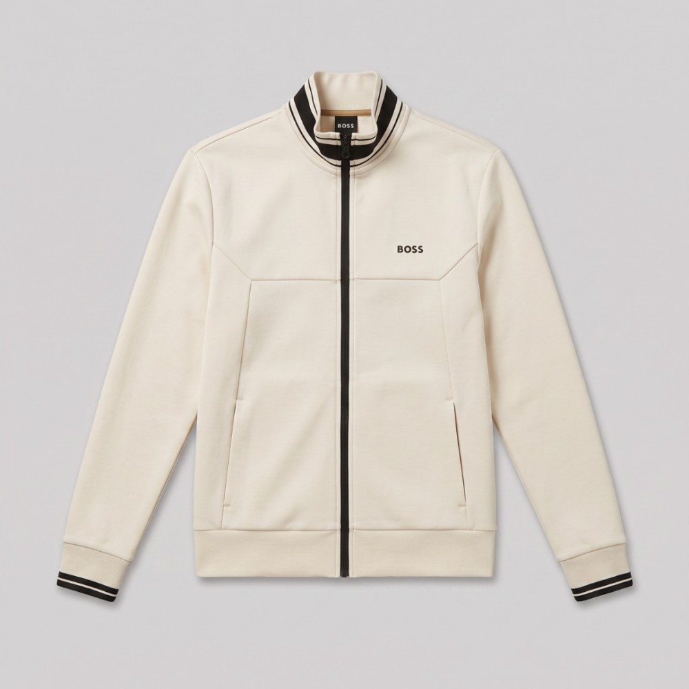 BOSS Sandwich Printed Logo Tracksuit in Beige