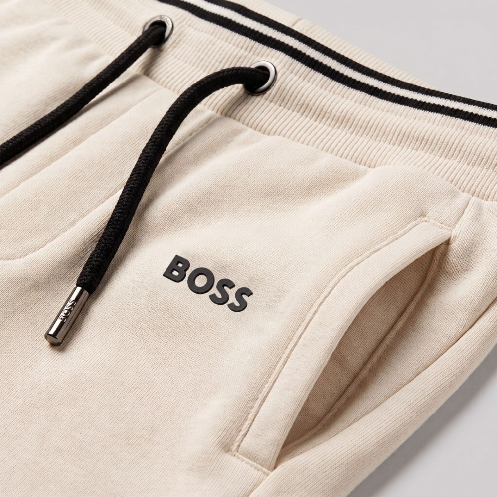 BOSS Sandwich Printed Logo Tracksuit in Beige