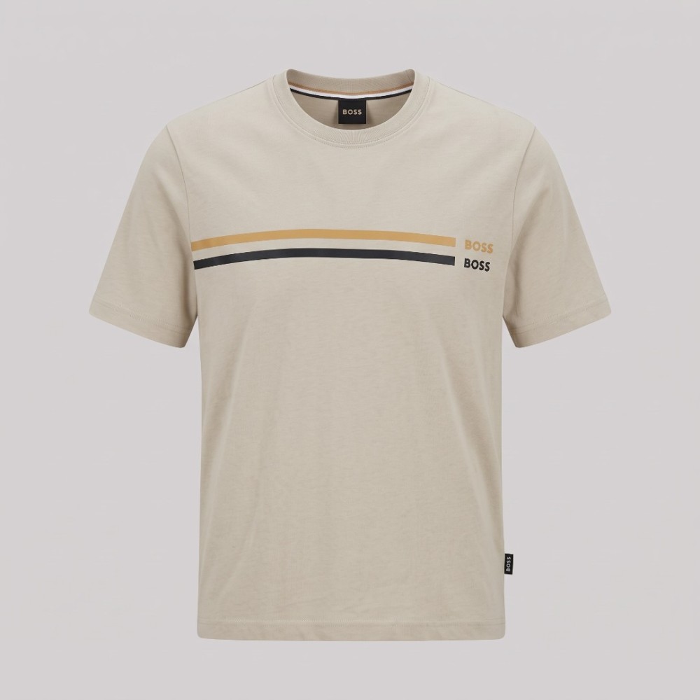 Double Stripe Logo T-Shirt in Light Beige 