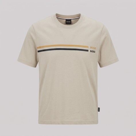 Double Stripe Logo T-Shirt in Light Beige 