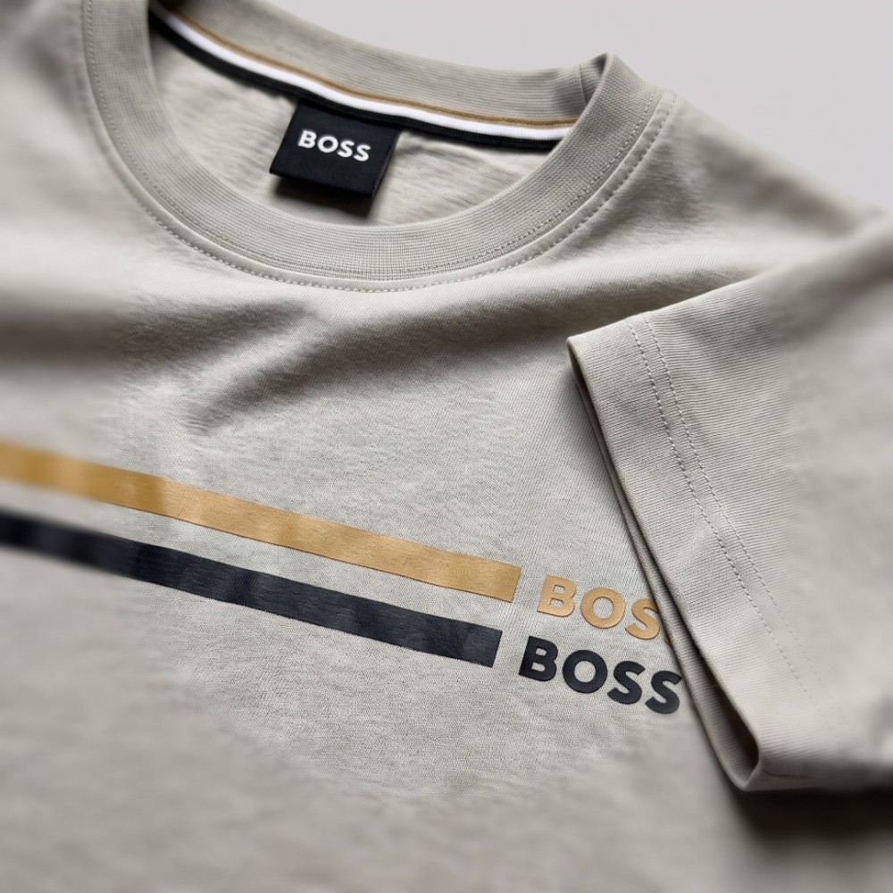 Double Stripe Logo T-Shirt in Light Beige 