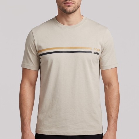 Double Stripe Logo T-Shirt in Light Beige 