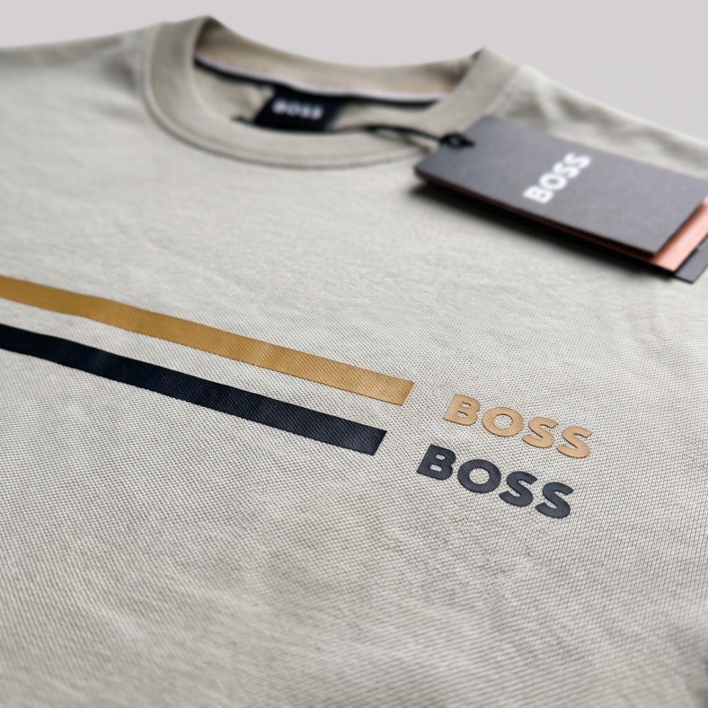 Double Stripe Logo T-Shirt in Light Beige 